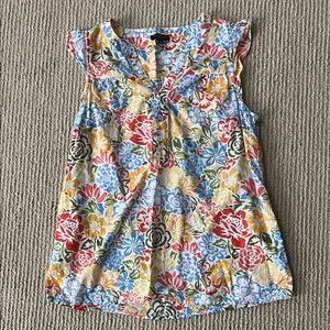Talbots Multicolor Floral Cap-Sleeve Blouse
